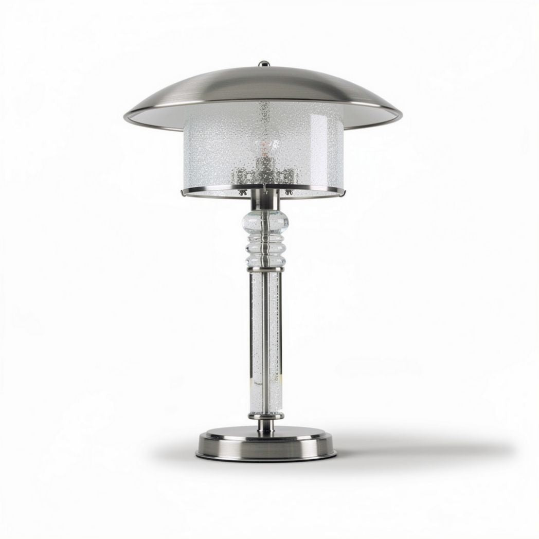 Lampada da tavolo con base in metallo e paralume in vetro trasparente 30 x 30 x 50cm
