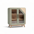 Mobiletto in legno con ante in vetro verde 60 x 40 x 90cm
