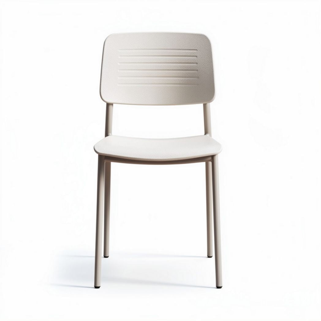 Sedia in plastica con schienale rigato struttura beige 40 x 40 x 85cm