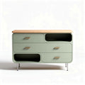 Cassettiera moderna in verde con struttura in legno e dimensioni 120 x 50 x 80cm